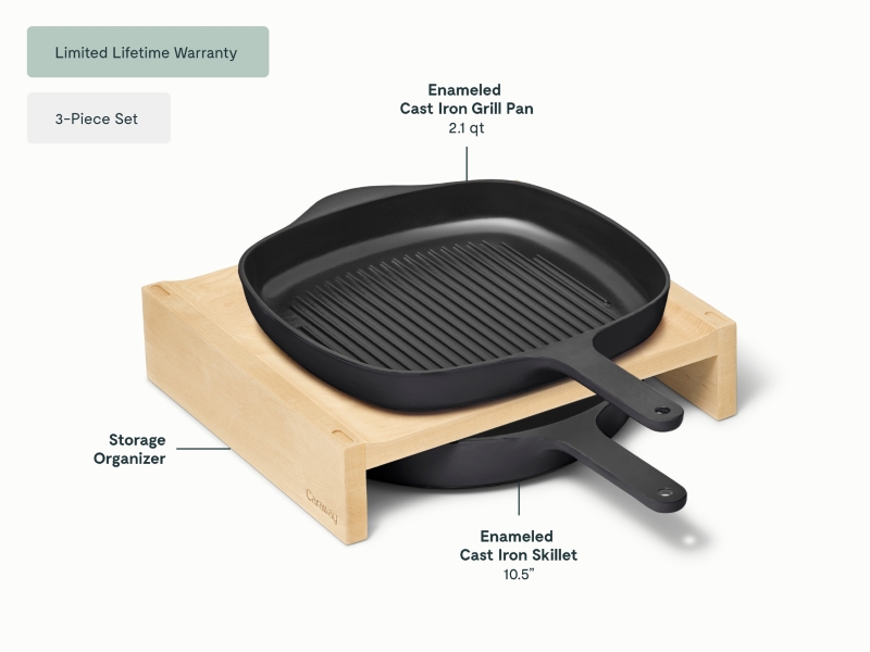 Cast Iron Skillet & Grill Pan Duo Charcoal - Image 2