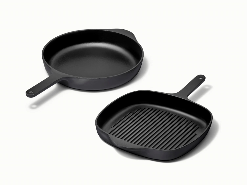 Cast Iron Skillet & Grill Pan Duo Charcoal