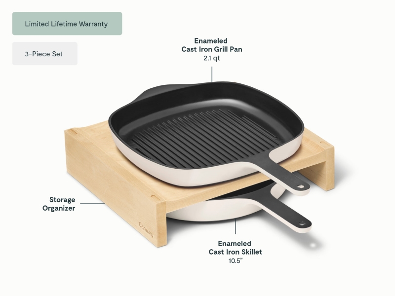 Cast Iron Skillet & Grill Pan Duo Cream - Image 2