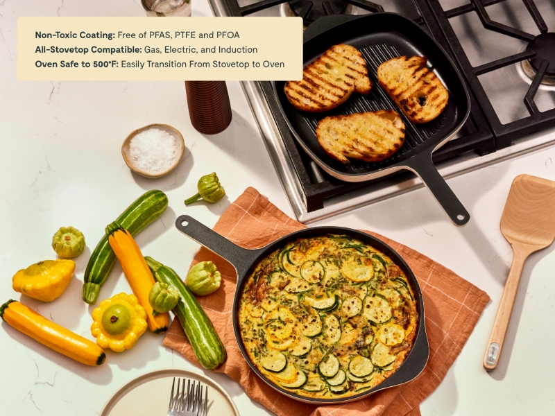 Cast Iron Skillet & Grill Pan Duo Midnight Blue - Image 3