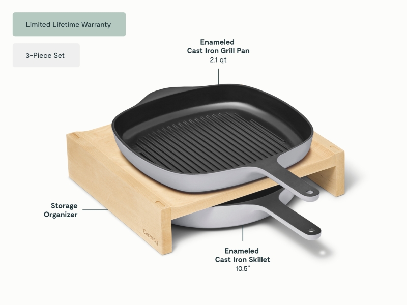 Cast Iron Skillet & Grill Pan Duo Gray - Image 2