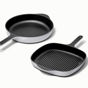 Cast Iron Skillet & Grill Pan Duo Gray