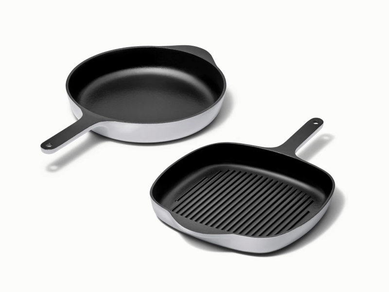 Cast Iron Skillet & Grill Pan Duo Gray