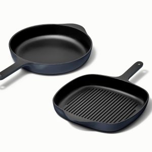 Cast Iron Skillet & Grill Pan Duo Midnight Blue