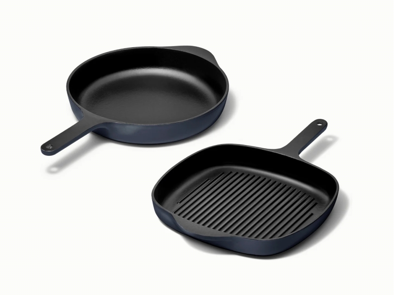 Cast Iron Skillet & Grill Pan Duo Midnight Blue