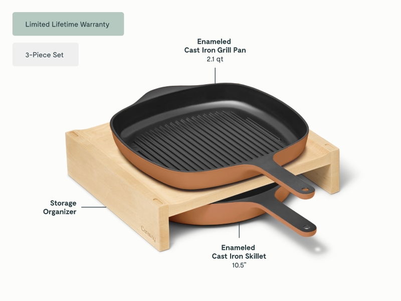 Cast Iron Skillet & Grill Pan Duo Rust - Image 2