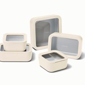 Glass Food Storage Containers with Lids Cream