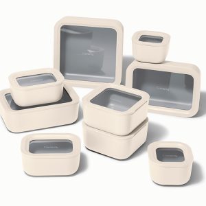 Food Storage + Minis Set Glass Food Storage Containers with Lids Cream