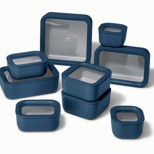 Food Storage + Minis Set Glass Food Storage Containers with Lids Navy