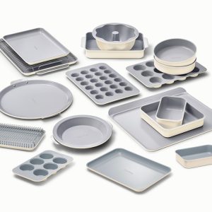 Full Ceramic Bakeware Set 22-Piece Non-Stick Ceramic Set Cream
