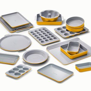 Full Ceramic Bakeware Set 22-Piece Non-Stick Ceramic Set Marigold