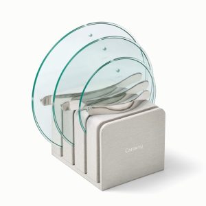 Glass Lid Set of 3 for Pans with Lid Organizer