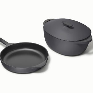 Large Enameled Cast Iron Duo Charcoal