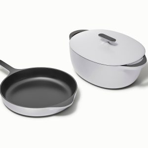 Large Enameled Cast Iron Duo Gray