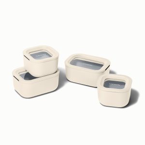 Mini Food Storage Set Glass Food Storage Containers with Lids Cream