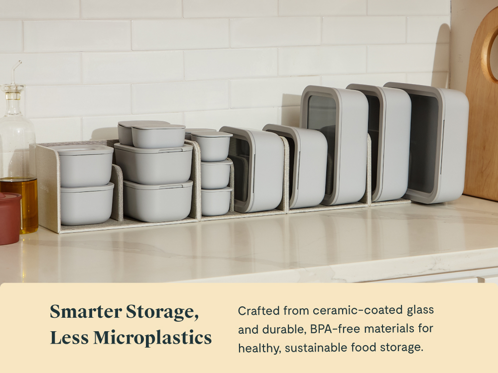 Mini Rectangle Container Ceramic-Coated Glass Storage Gray - Image 8