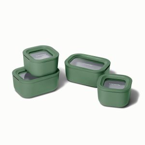 Mini Food Storage Set Glass Food Storage Containers with Lids Sage