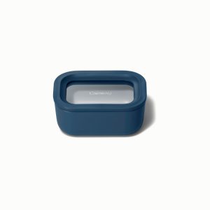 Mini Rectangle Container Ceramic-Coated Glass Storage Navy