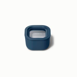 Mini Square Container Ceramic-Coated Glass Storage Navy