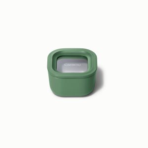 Mini Square Container Ceramic-Coated Glass Storage Sage
