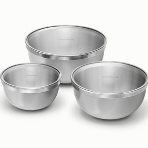Mixing Bowl Set with Fitted Glass Lids Non-Toxic Mixing Bowls Gray