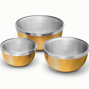 Mixing Bowl Set with Fitted Glass Lids Non-Toxic Mixing Bowls Marigold