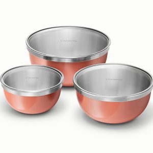 Mixing Bowl Set with Fitted Glass Lids Non-Toxic Mixing Bowls Perracotta