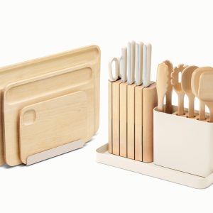 Prep & Boards Set Non-toxic Knife, Utensil & Cutting Boards Cream