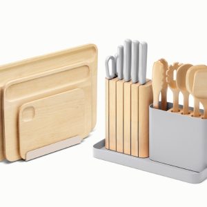 Prep & Boards Set Non-toxic Knife, Utensil & Cutting Boards Gray