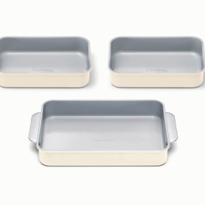 Rectangle Pan Trio Ceramic Non-Stick & Non-Toxic Cream