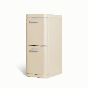 Kitchen Recycling Bin with Drawers – 45L 2-Compartment Bin Cream