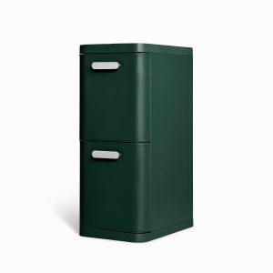 Kitchen Recycling Bin with Drawers – 45L 2-Compartment Bin Emerald
