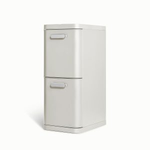 Kitchen Recycling Bin with Drawers – 45L 2-Compartment Bin Stone