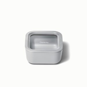 Non-Stick Ceramic-Coated Small Glass Container Food Storage Container BPA-Free Gray