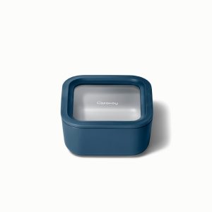 Non-Stick Ceramic-Coated Small Glass Container Food Storage Container BPA-Free Navy