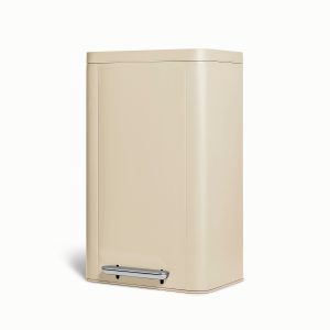 Modern Stainless Steel Kitchen Trash Can – 45L Rectangular Step Trash Can Cream