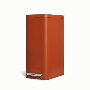 Modern Stainless Steel Kitchen Trash Can – 45L Slim Step Bin Clay