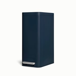 Modern Stainless Steel Kitchen Trash Can – 45L Slim Step Bin Midnight