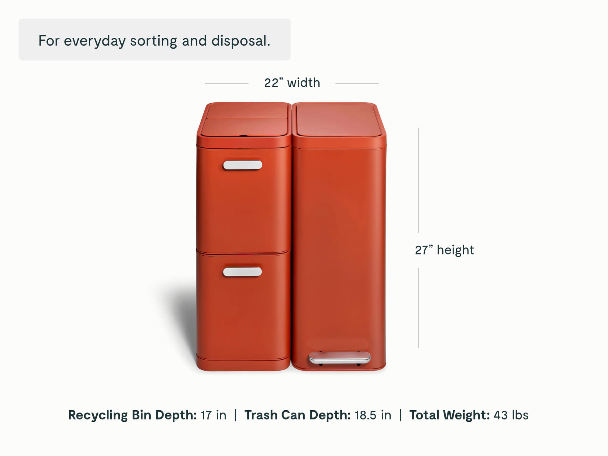 Dual Kitchen Trash Can & Recycling Bin – Modern Stainless Steel Waste System Clay - Image 2