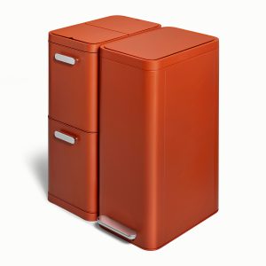 Dual Kitchen Trash Can & Recycling Bin – Modern Stainless Steel Waste System Clay