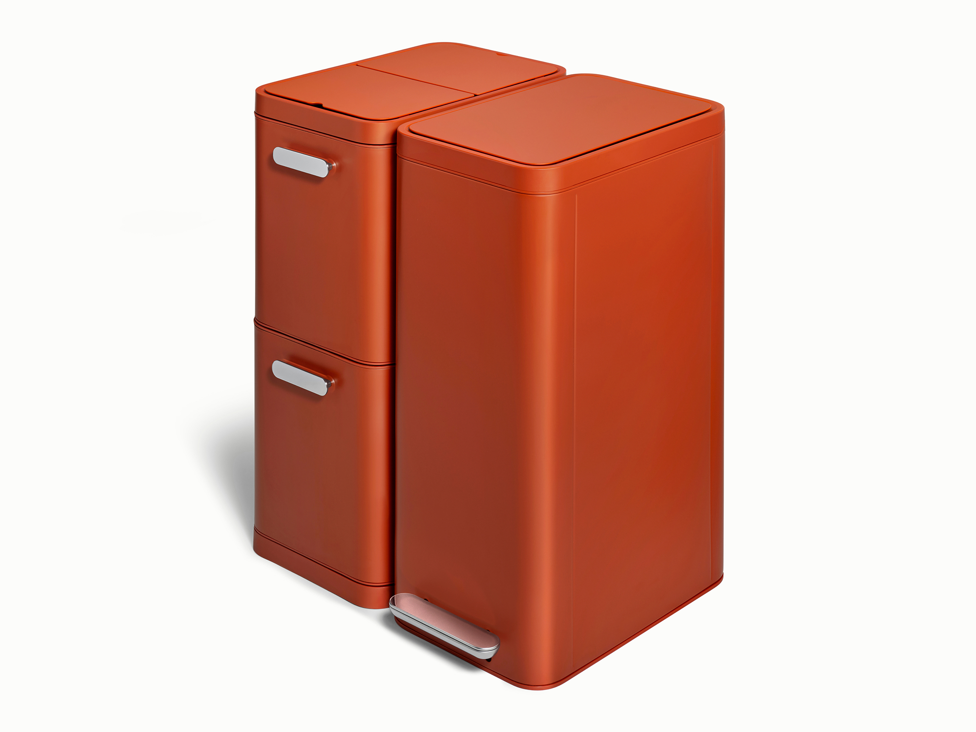 Dual Kitchen Trash Can & Recycling Bin – Modern Stainless Steel Waste System Clay