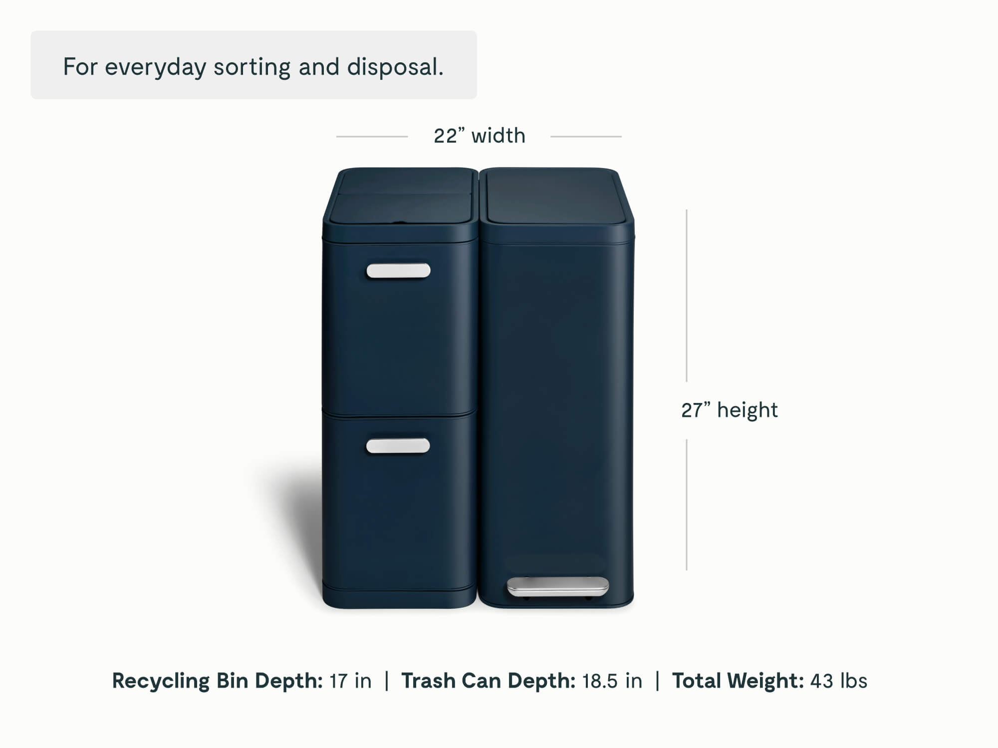 Dual Kitchen Trash Can & Recycling Bin – Modern Stainless Steel Waste System Midnight - Image 2