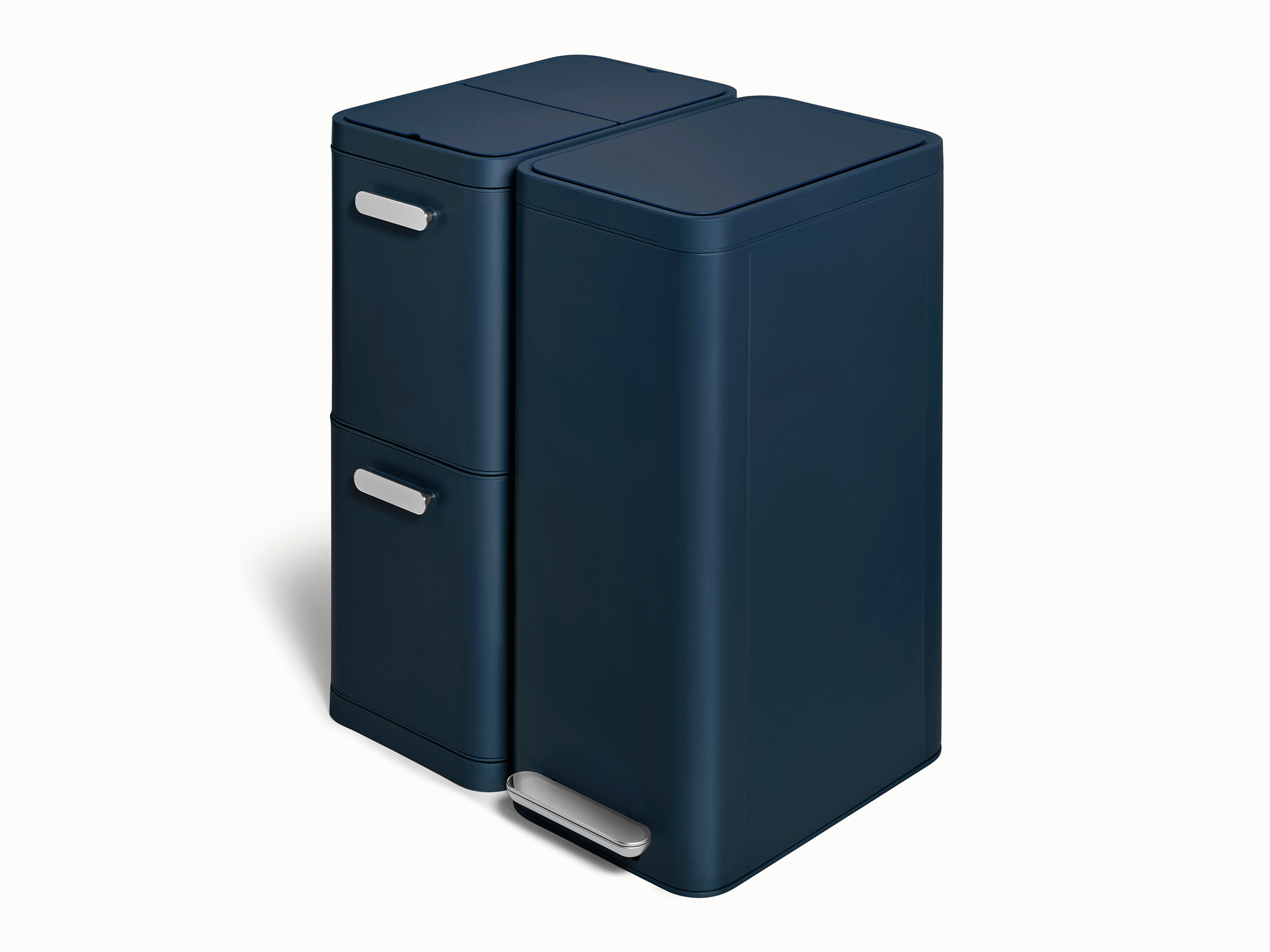 Dual Kitchen Trash Can & Recycling Bin – Modern Stainless Steel Waste System Midnight