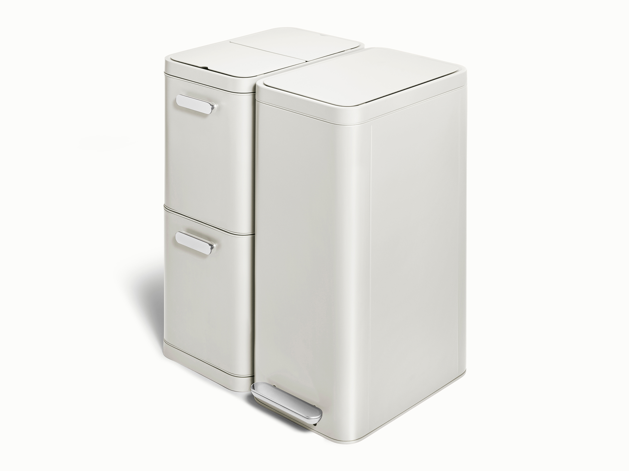 Dual Kitchen Trash Can & Recycling Bin – Modern Stainless Steel Waste System Stone