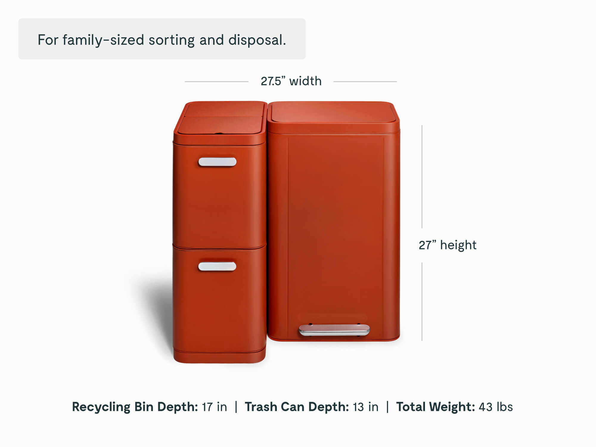 Dual Kitchen Trash Can & Recycling Bin – Modern Stainless Steel Waste System Clay - Image 2