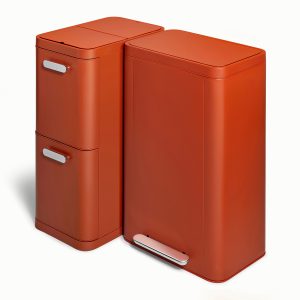 Dual Kitchen Trash Can & Recycling Bin – Modern Stainless Steel Waste System Clay
