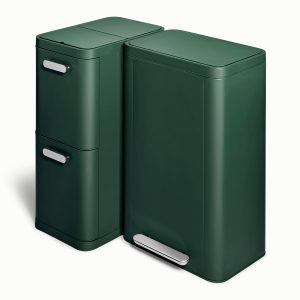 Dual Kitchen Trash Can & Recycling Bin – Modern Stainless Steel Waste System Emerald
