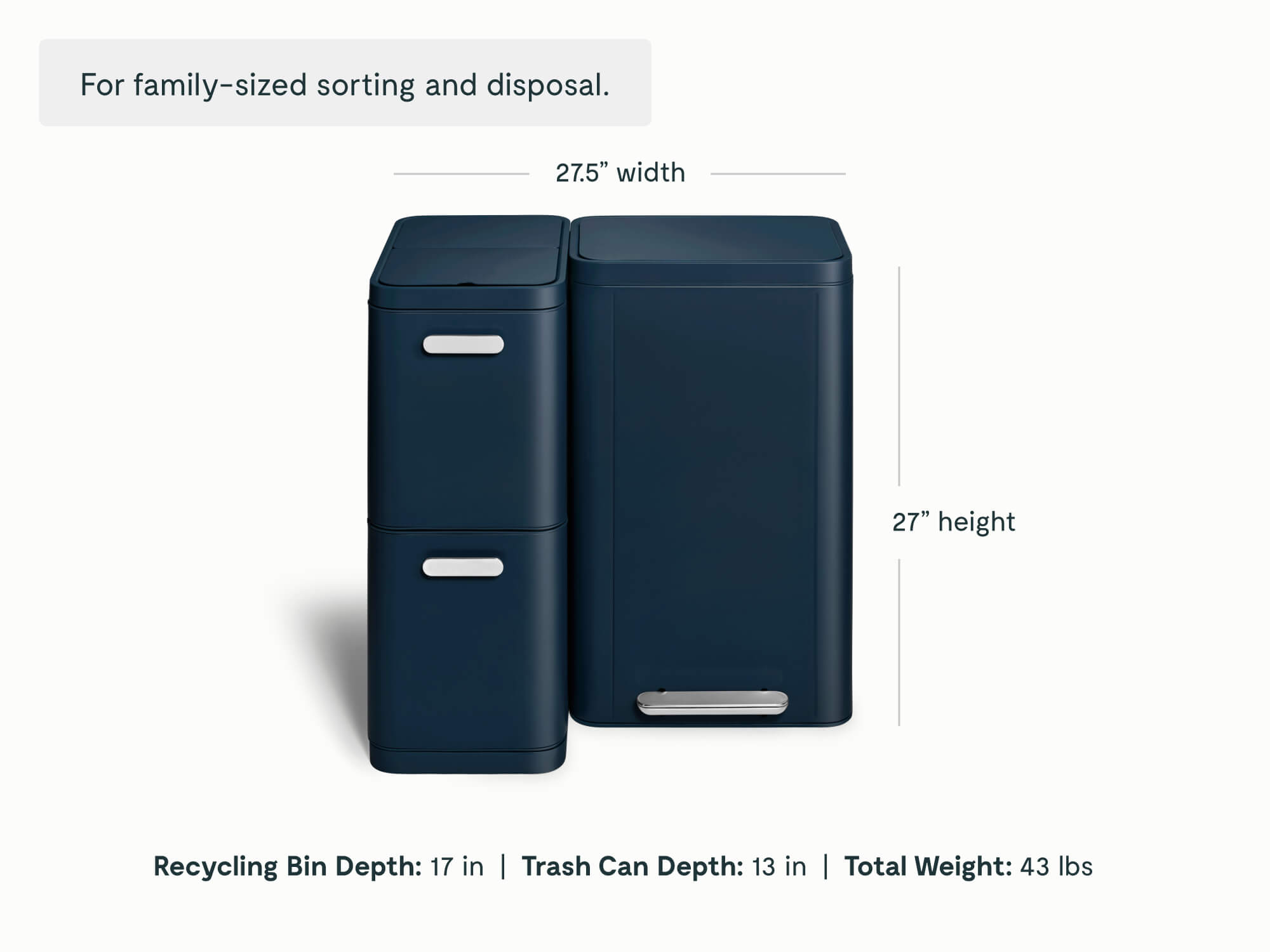 Dual Kitchen Trash Can & Recycling Bin – Modern Stainless Steel Waste System Midnight - Image 2