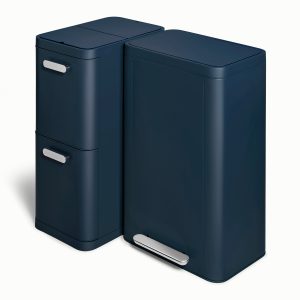 Dual Kitchen Trash Can & Recycling Bin – Modern Stainless Steel Waste System Midnight